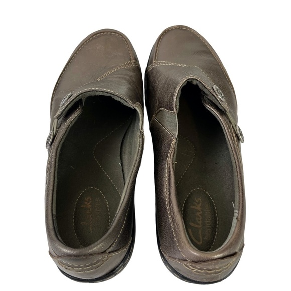 CLARKS BENDABLES Metallic Bronze Loafers Flats Genuine Leather Slip On Shoes  7 - Picture 7 of 16